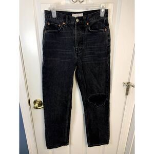 Topshop Distressed Black Dad Jeans Size 25